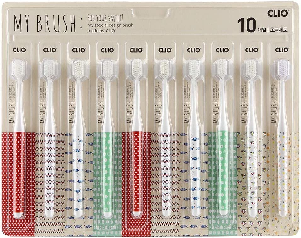 LENITH [Pack of 10] NEW CLIO Designer Toothbrush My Brush Set