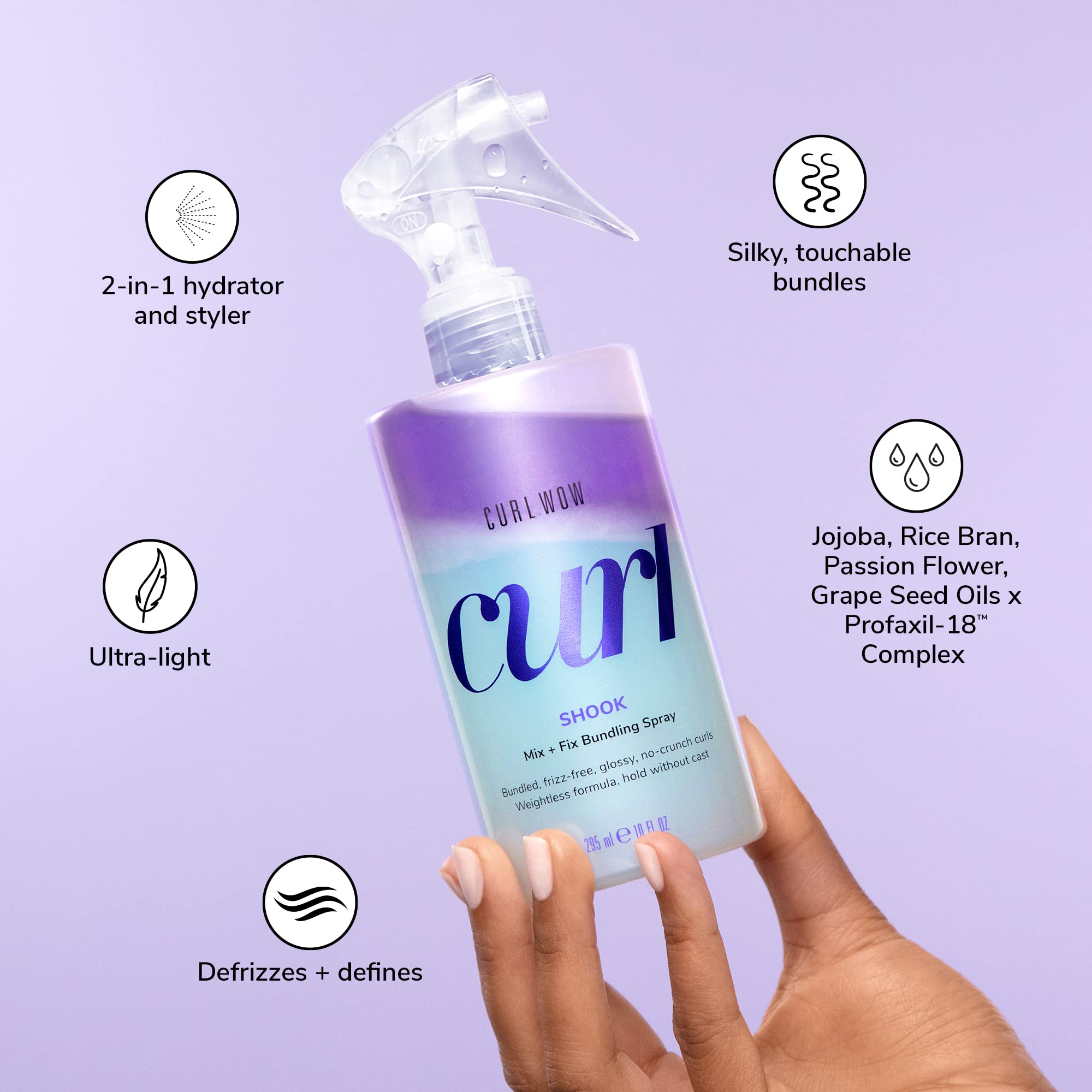 COLOR WOW Curl Wow Shook Mix + Fix Bundling Spray – Shake-to-activate spray combines powerful hydrators + crunch-free polymers for perfectly defined, glossy, frizz-free curls