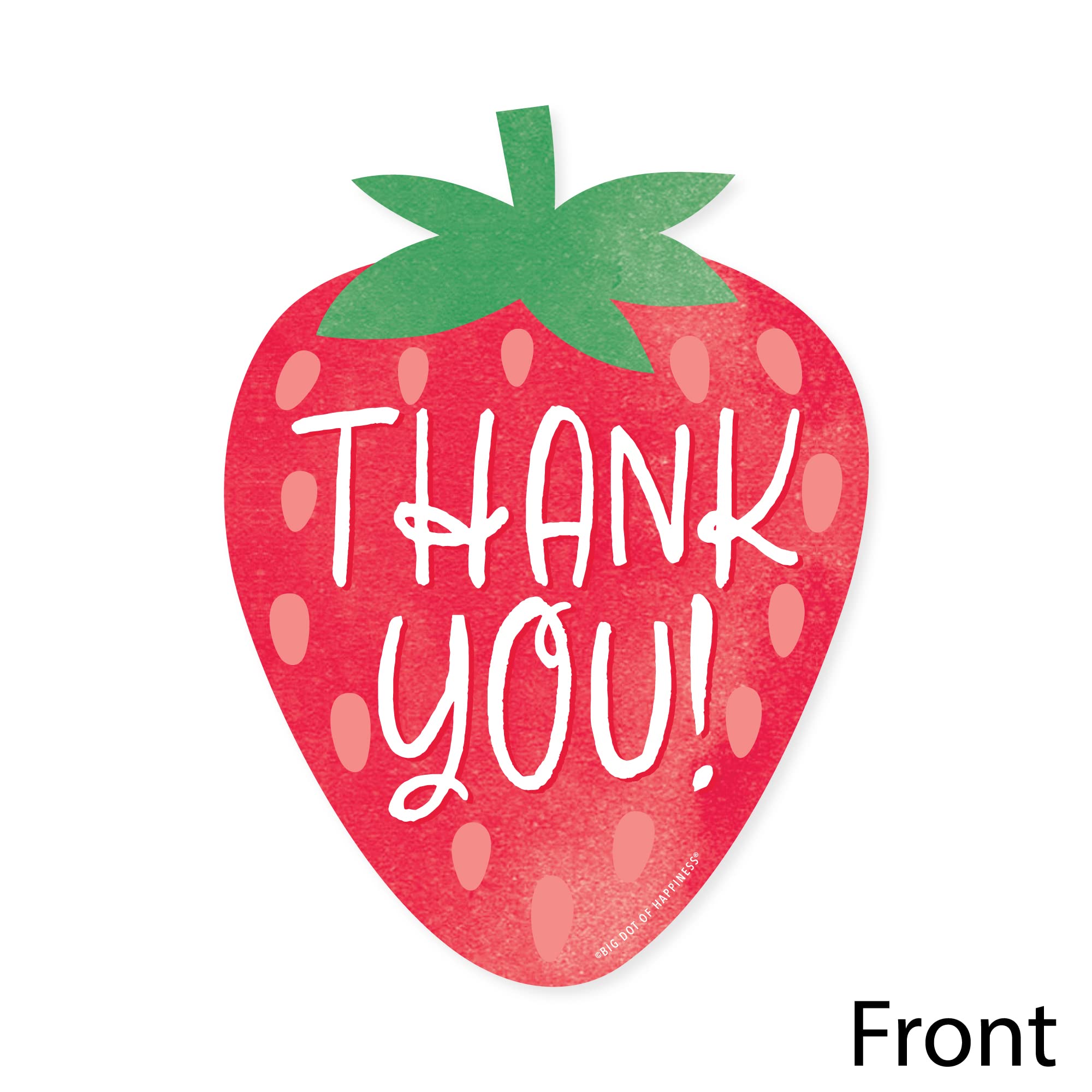 Big Dot of Happiness Berry Sweet Strawberry - Shaped Thank You Cards - Fruit Themed Birthday Party or Baby Shower Thank You Note Cards with Envelopes - Set of 12