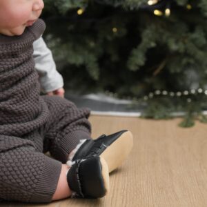 BirdRock Baby Sherpa Moccasins - Cozy, Genuine Leather Winter Shoes for Boys and Girls (Desert Rose, US 6.5)