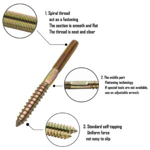 10pcs M8X90mm Double Thread Self Tapping Screws for Furniture Connector Sofa and Stair Fittings with 1pcs Thread Hanger Bolt Driver