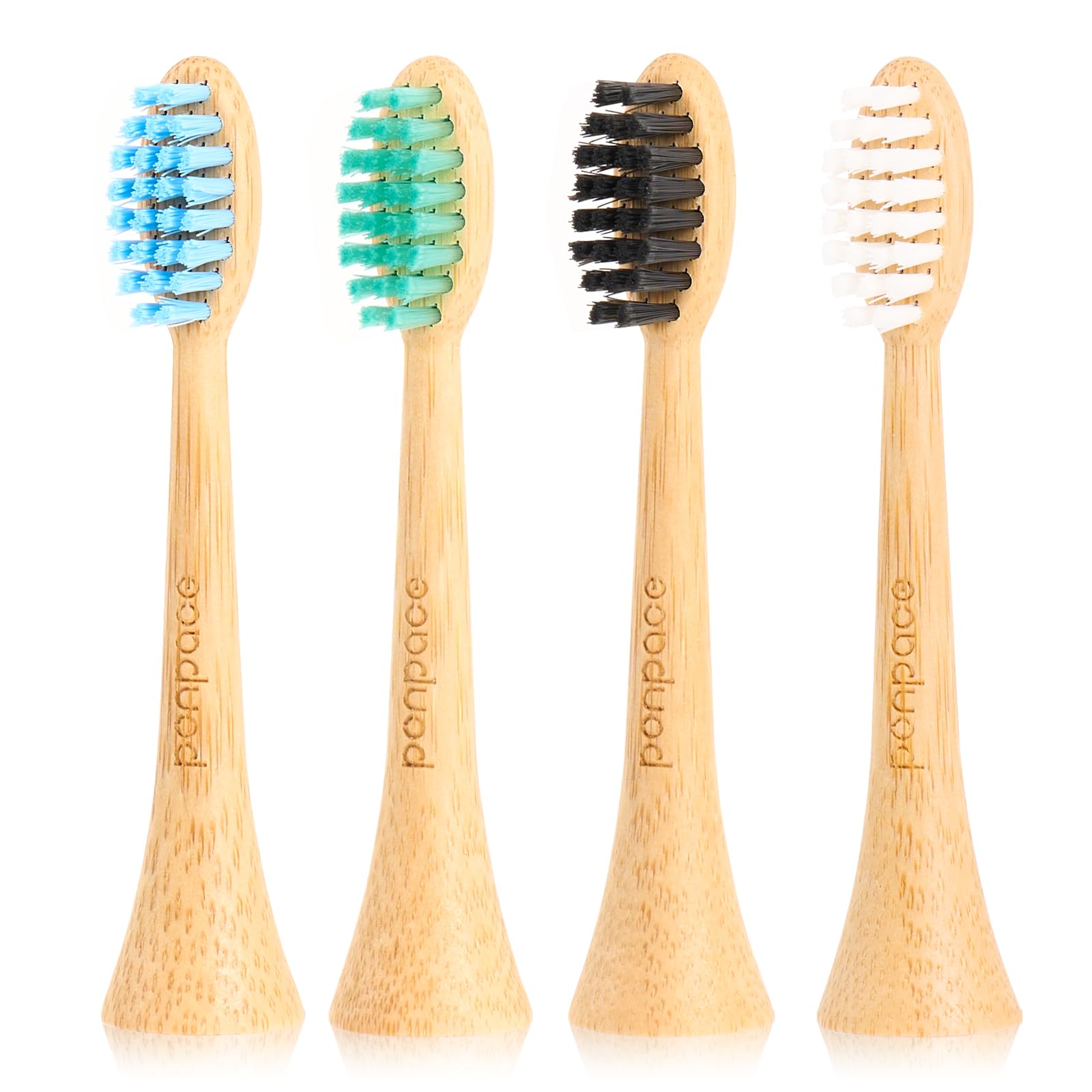 PONPACE Bamboo Electric Toothbrush Replacement Heads Compatible with Philips Sonicare, with Soft Plant-Based Bristles (Flat Soft bristles)