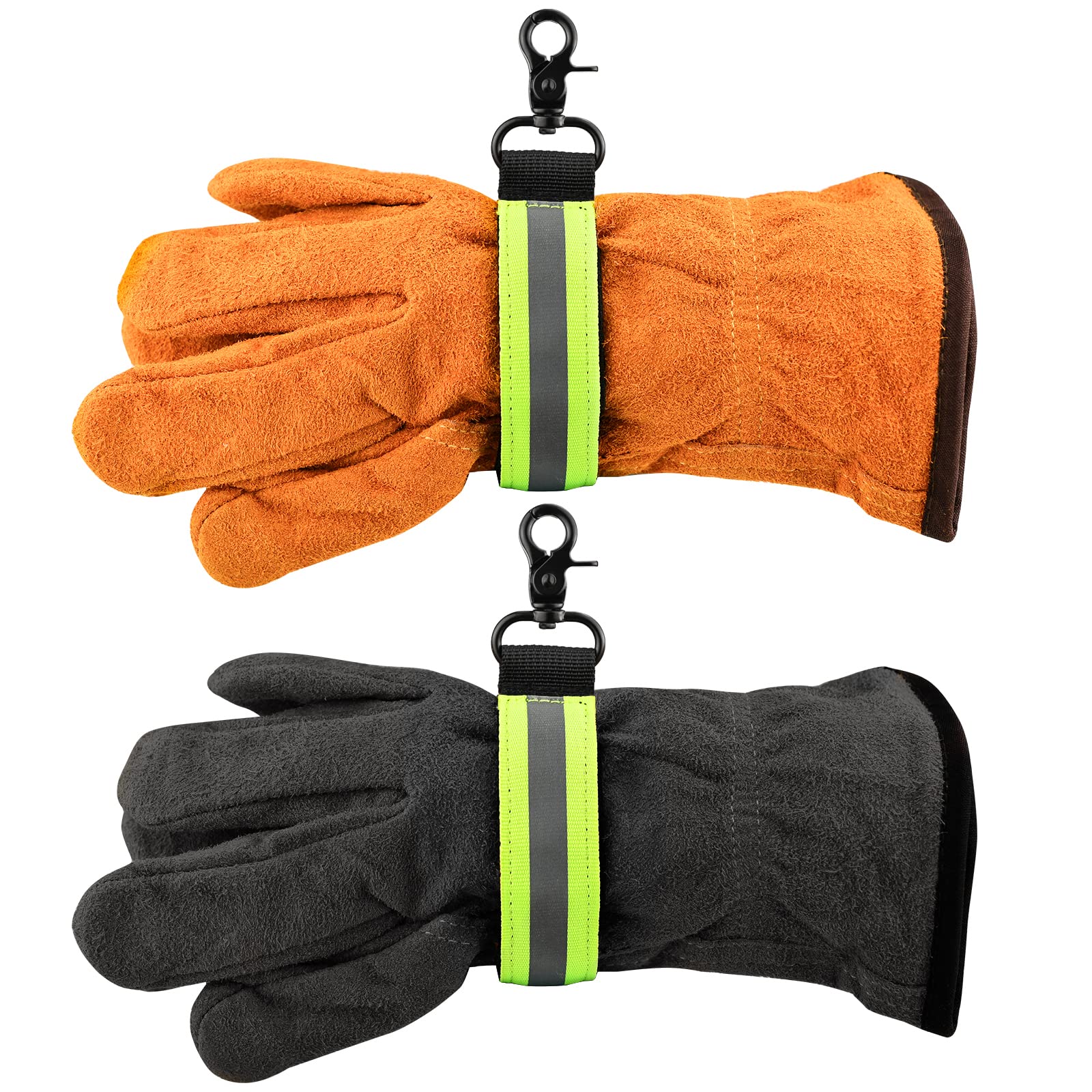 Firefighter Glove Strap, 2PCS Heavy Duty Firefighter Turnout Gear Glove Safety Holder Strap Accessories with Reflective Trim Buckle UIInosoo