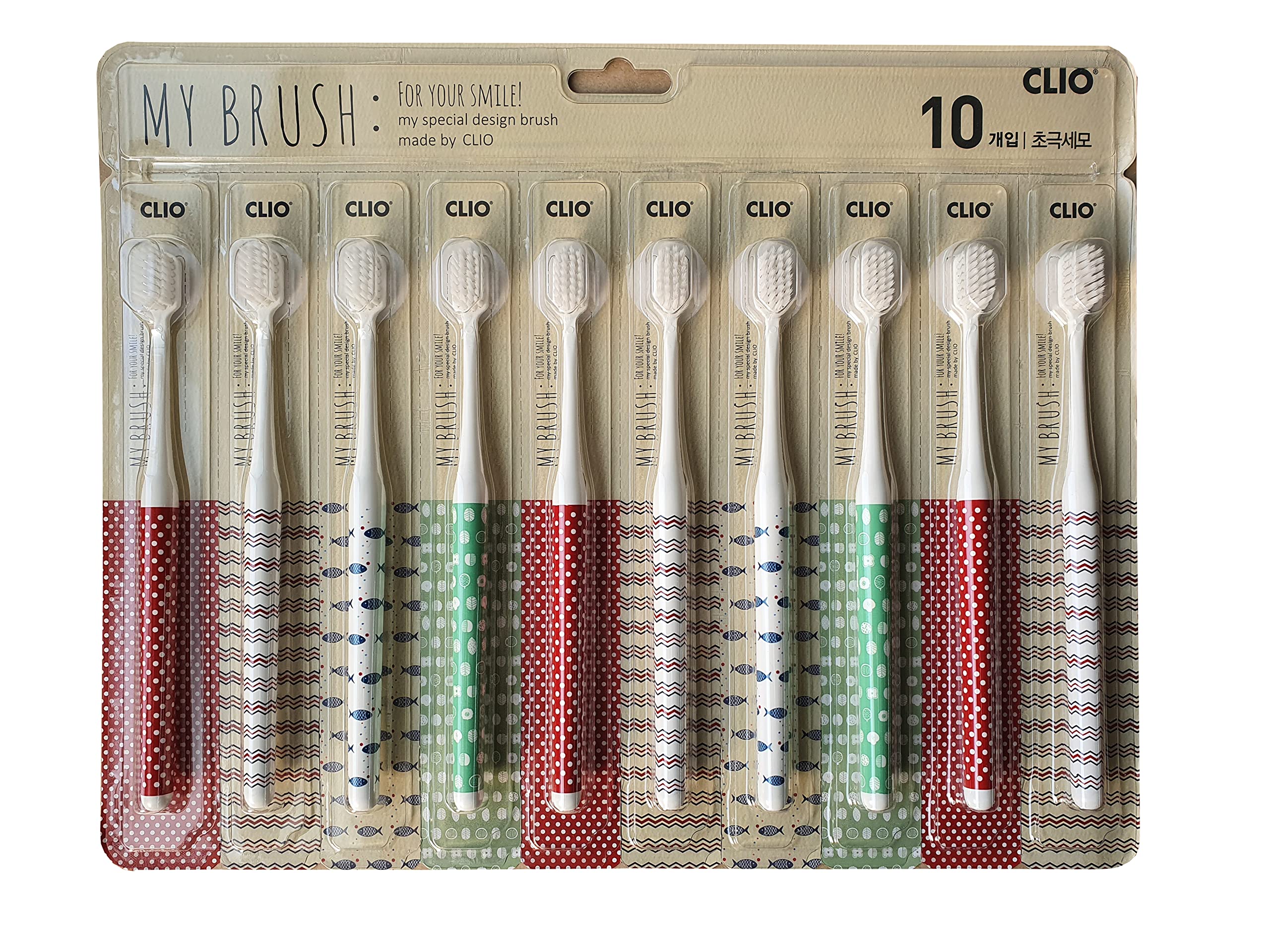 LENITH [Pack of 10] NEW CLIO Designer Toothbrush My Brush Set