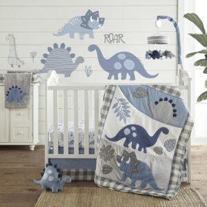 Levtex Baby - Kipton Musical Rotating Baby Crib Mobile - Plush Dinosaurs - Grey, Blue, Navy, White - Nursery Accessories