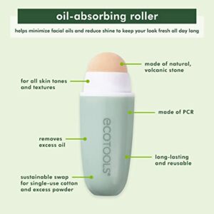 EcoTools Reusable Shine Control Oil Absorbing Facial Roller, Oil Absorbing Volcanic Ash Face Roller, For Oily Skin, Cruelty Free Facial Skincare Tool, Perfect For On The Go, 1 Count