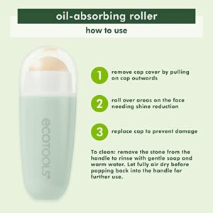 EcoTools Reusable Shine Control Oil Absorbing Facial Roller, Oil Absorbing Volcanic Ash Face Roller, For Oily Skin, Cruelty Free Facial Skincare Tool, Perfect For On The Go, 1 Count