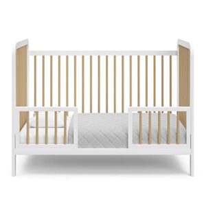 Storkcraft Pasadena 3-in-1 Convertible Crib (White with Driftwood) – GREENGUARD Gold Certified, Converts to Daybed and Toddler Bed, Fits Standard Full-Size Crib Mattress, Adjustable Mattress Height