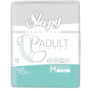 sleepy adult diapers, unisex for sensitive skin, odour control, wetness indicator, comfortable &adjustable, maximum absorbency & leak protection, medium- 85-125 cm,count-16pcs|soho