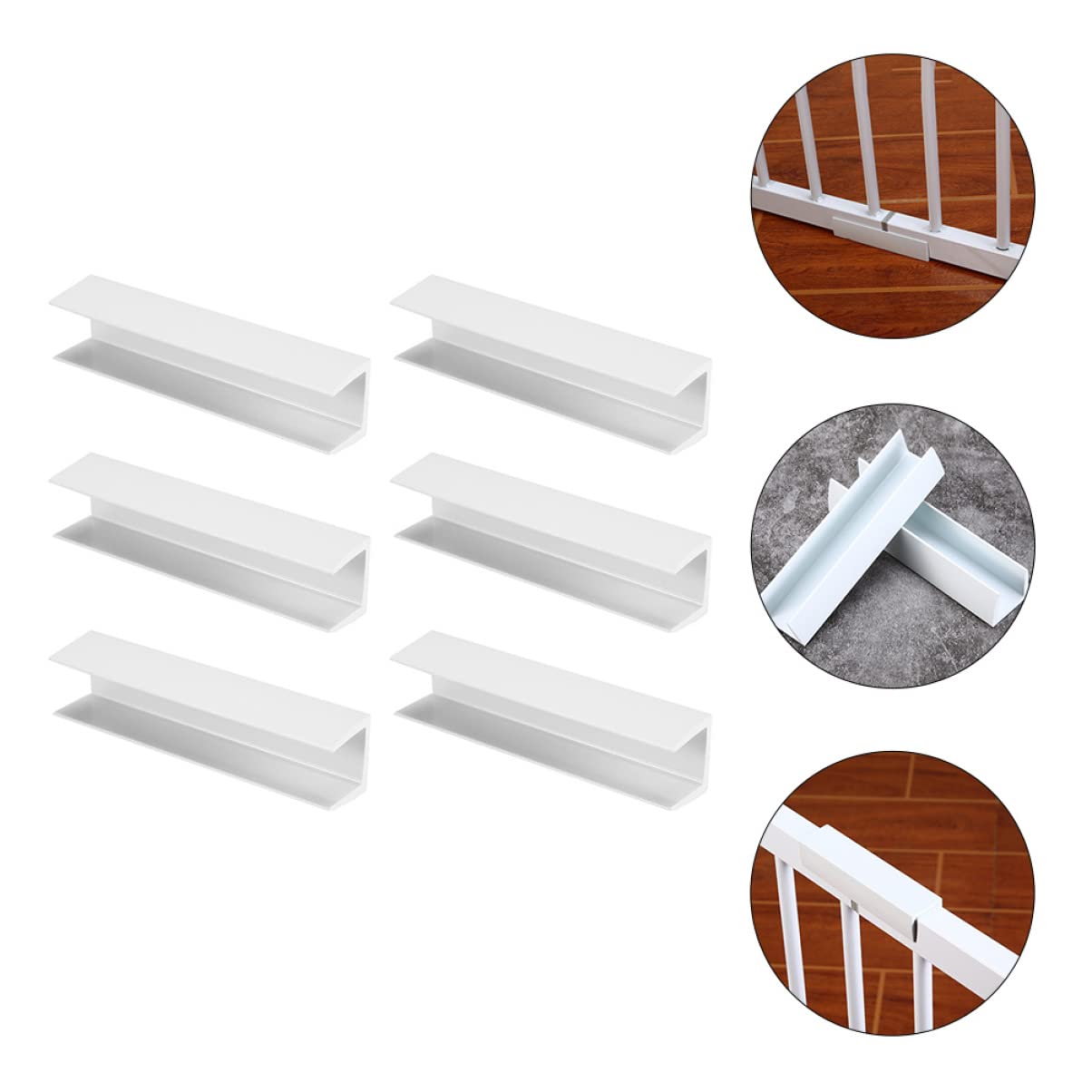 Kisangel 12 Pcs Safety Door Reinforcement Slot Pet Playpen Gate for Stairs Fence Accessories Fence Repair Groove Downstair Parts Dog Gate Reinforcement Baby PVC Support Feet The Fence White