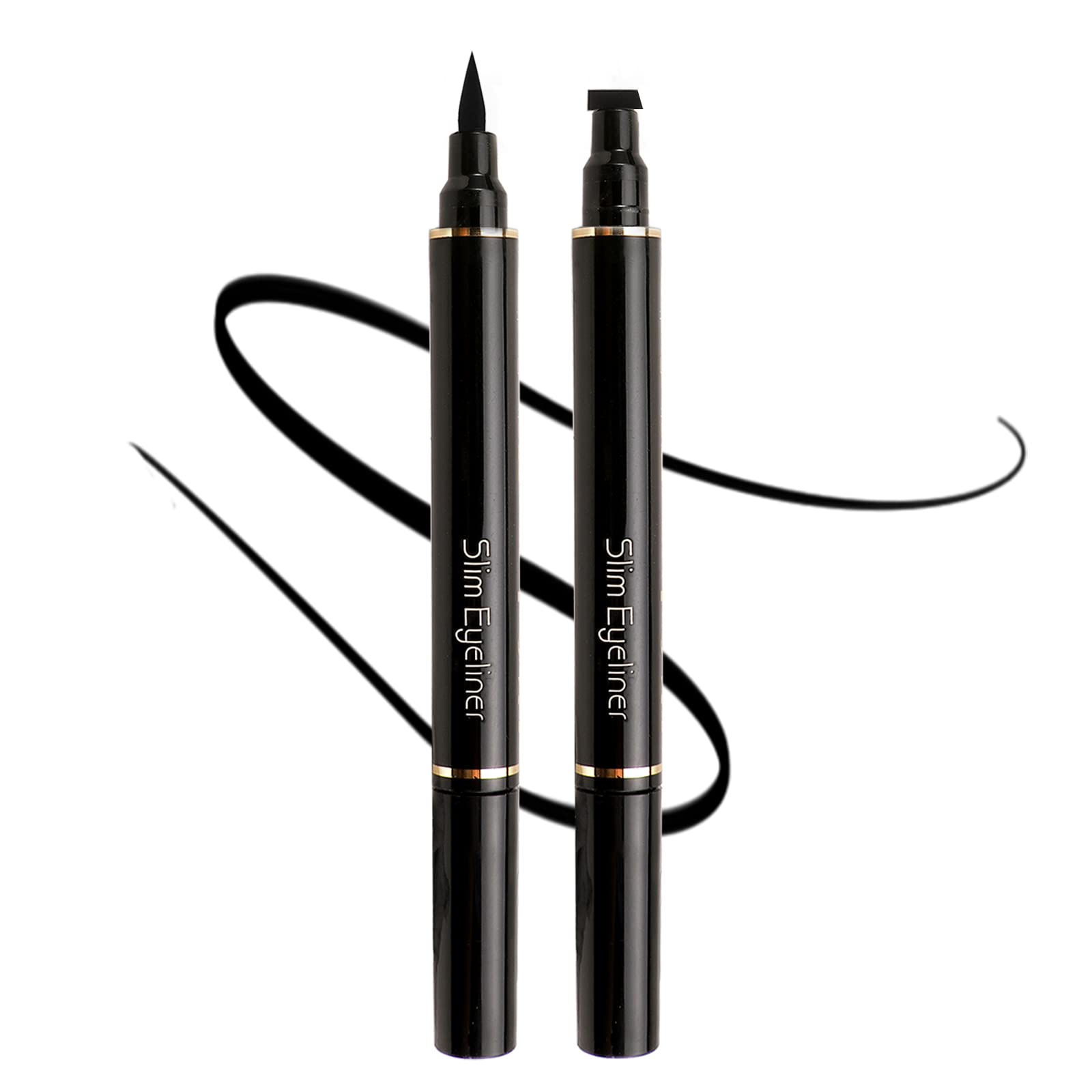 Boobeen 2Pcs Black Eyeliner Stamp - Liquid Eyeliner Winged Stamp Waterproof, Cat Eye Liner Stamp Wingliner for Different Eye Shapes