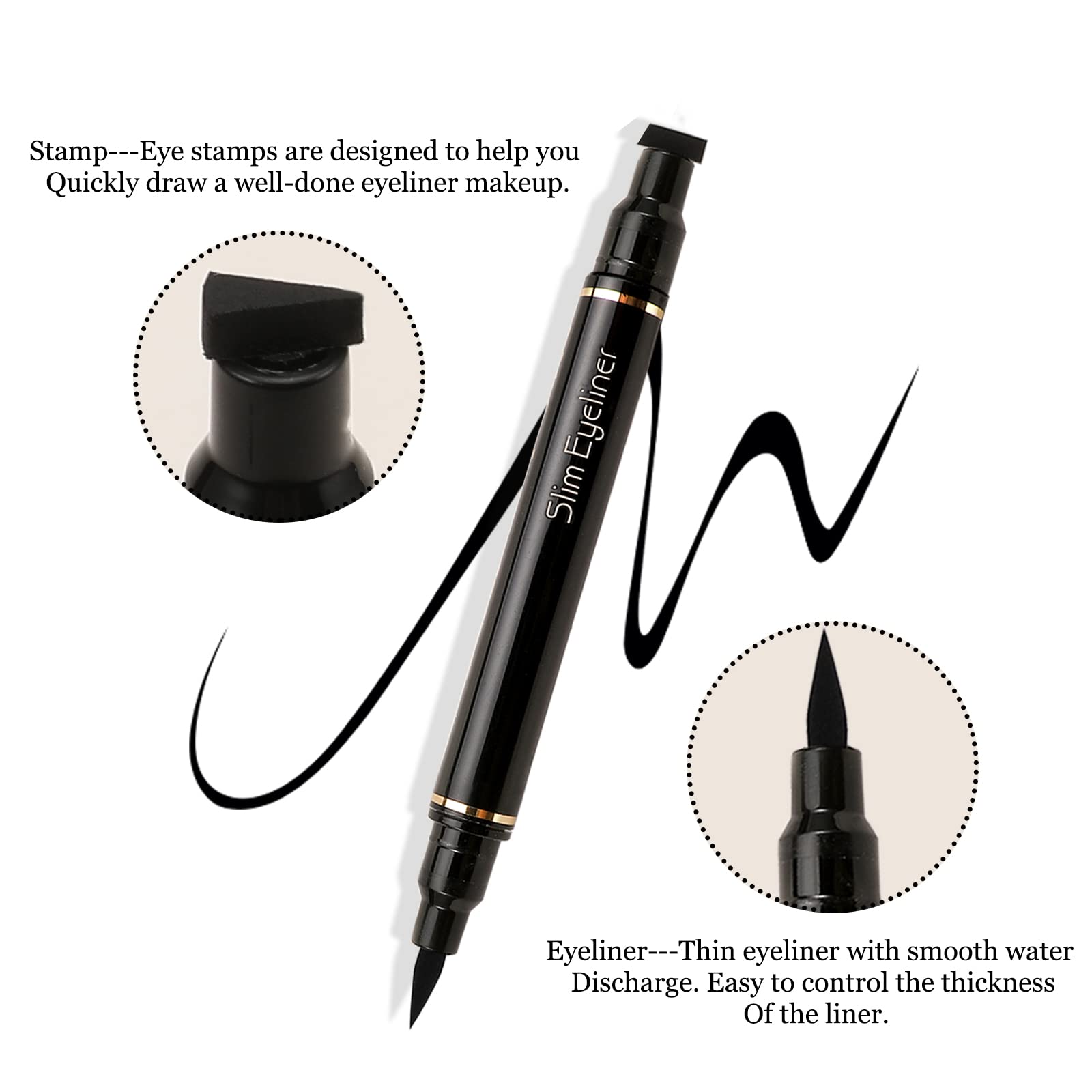 Boobeen 2Pcs Black Eyeliner Stamp - Liquid Eyeliner Winged Stamp Waterproof, Cat Eye Liner Stamp Wingliner for Different Eye Shapes