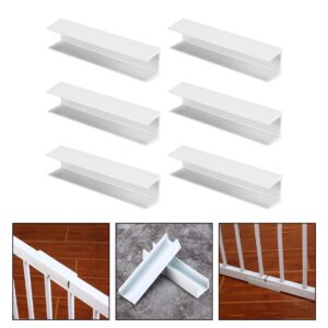 Kisangel 12 Pcs Safety Door Reinforcement Slot Pet Playpen Gate for Stairs Fence Accessories Fence Repair Groove Downstair Parts Dog Gate Reinforcement Baby PVC Support Feet The Fence White