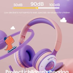 Xmenha Kids Headphones with Microphone for School - Wireless Boy Girls Noise Cancelling Ear Protection Bluetooth Headphones Foldable Children Volume Limiting for iPad Kindle Airplane Travel Tablet