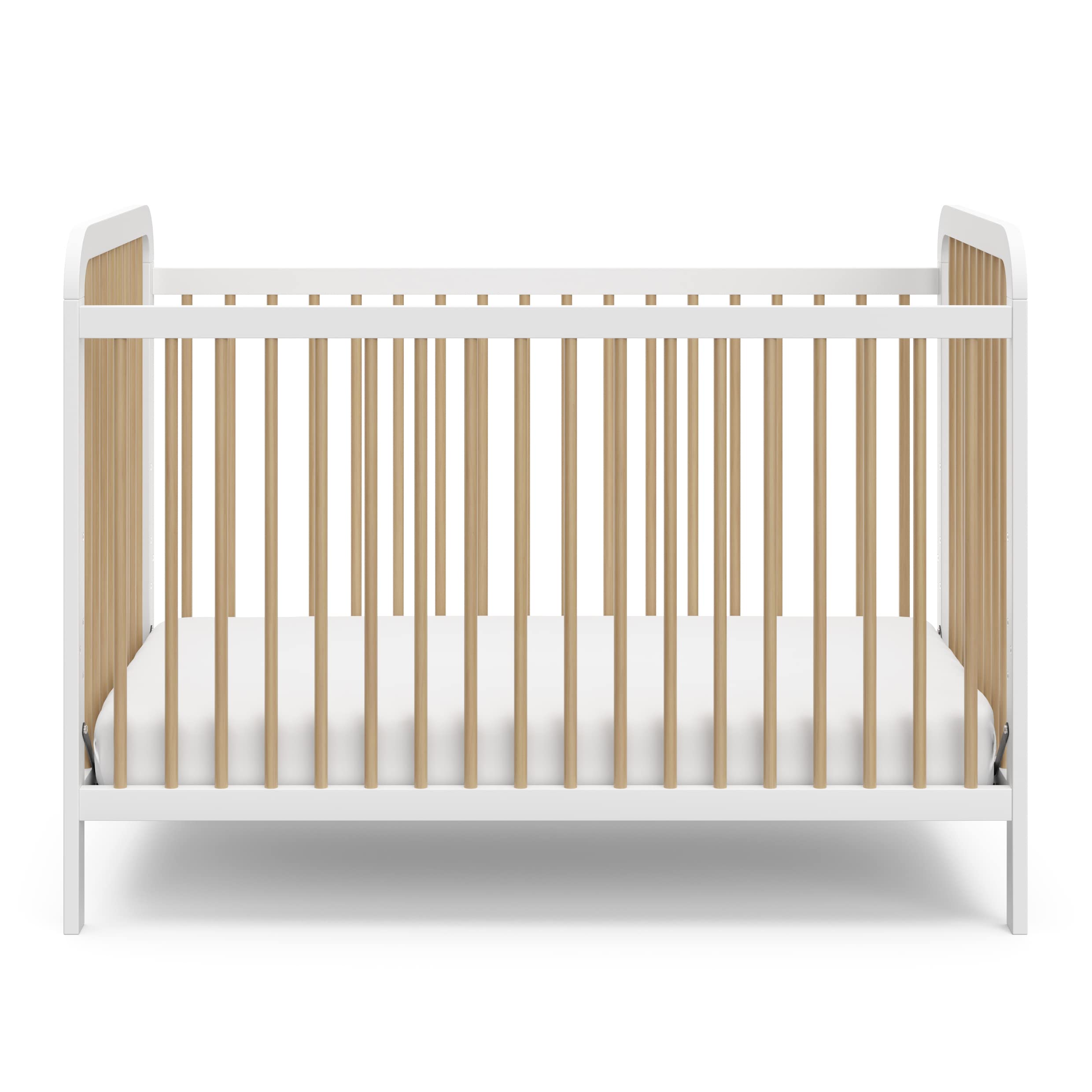 Storkcraft Pasadena 3-in-1 Convertible Crib (White with Driftwood) – GREENGUARD Gold Certified, Converts to Daybed and Toddler Bed, Fits Standard Full-Size Crib Mattress, Adjustable Mattress Height