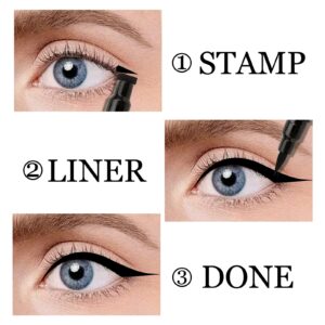 Boobeen 2Pcs Black Eyeliner Stamp - Liquid Eyeliner Winged Stamp Waterproof, Cat Eye Liner Stamp Wingliner for Different Eye Shapes