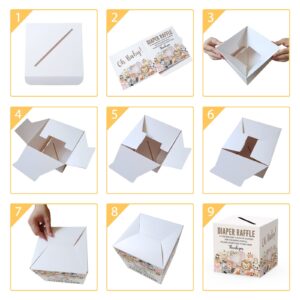 mermermu Diaper Raffle Tickets and Advice Cards For Baby Shower - 1 Card Collection Box & 50 Tickets, Animal Baby Shower Card Box, Party FavorsDecorationsSupplies, Game Kit, 8" Card Box -005BOX