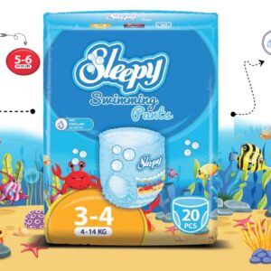 Swim Diapers, swim pants for Little Swimmers Size 4-5(15-40 LBS, Count- 17 PCs), Disposable diaper for Splashers