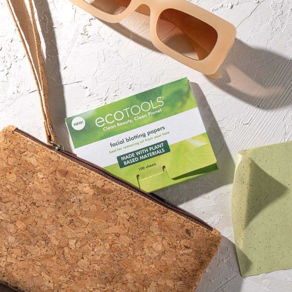 EcoTools Natural Oil Absorbing Facial Blotting Papers, Plant-Based Materials, Makeup Friendly, Removes Excess Oil, Travel Sized, Easy To Use, Perfect For Oily & Shiny Skin, 200 Sheet Count