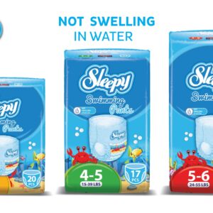 Swim Diapers, swim pants for Little Swimmers Size 5-6 (24-55 lbs, Count- 14 PCs), Disposable diaper for Splashers