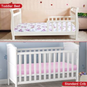 Crib Sheets Girls 2 Pack Floral, Fitted Crib Sheet for Standard Size Crib and Toddler Mattresses, Soft and Breathable Material, Floral