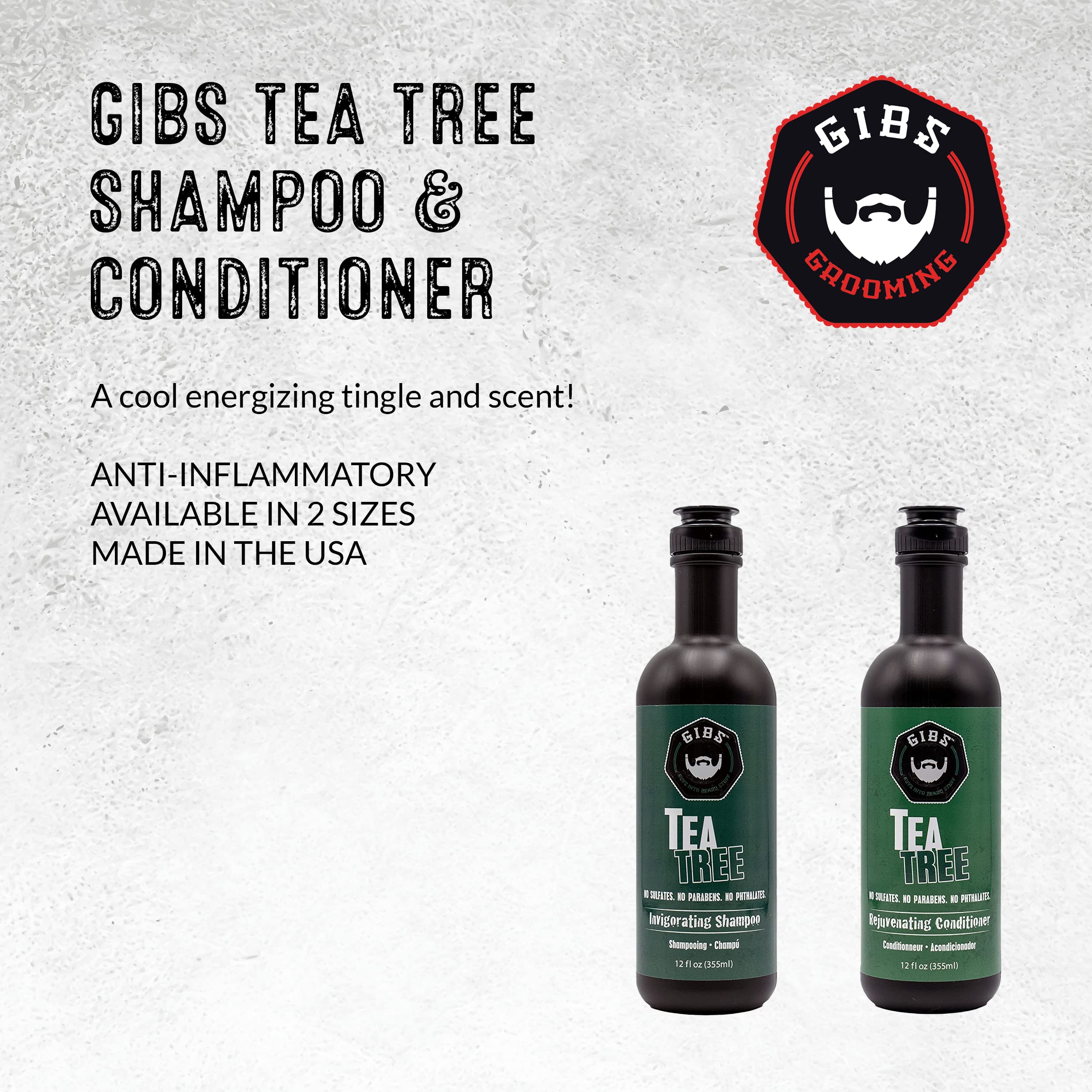 GIBS Tea Tree Shampoo & Conditioner Set, Each 12 fl oz