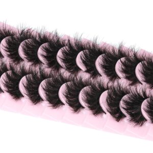 Mink Lashes Fluffy 8D Volume Dramatic False Eyelashes Soft 20 mm 10 Pairs Pack Wispy FANXITON Faux Mink Eye Lashes