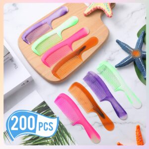 200 Pcs Individually Wrapped Hair Combs Disposable Hair Combs Set Colorful Hair Combs Bulk for Hotel Shelter Homeless Nursing Home Charity Church, 4 Styles