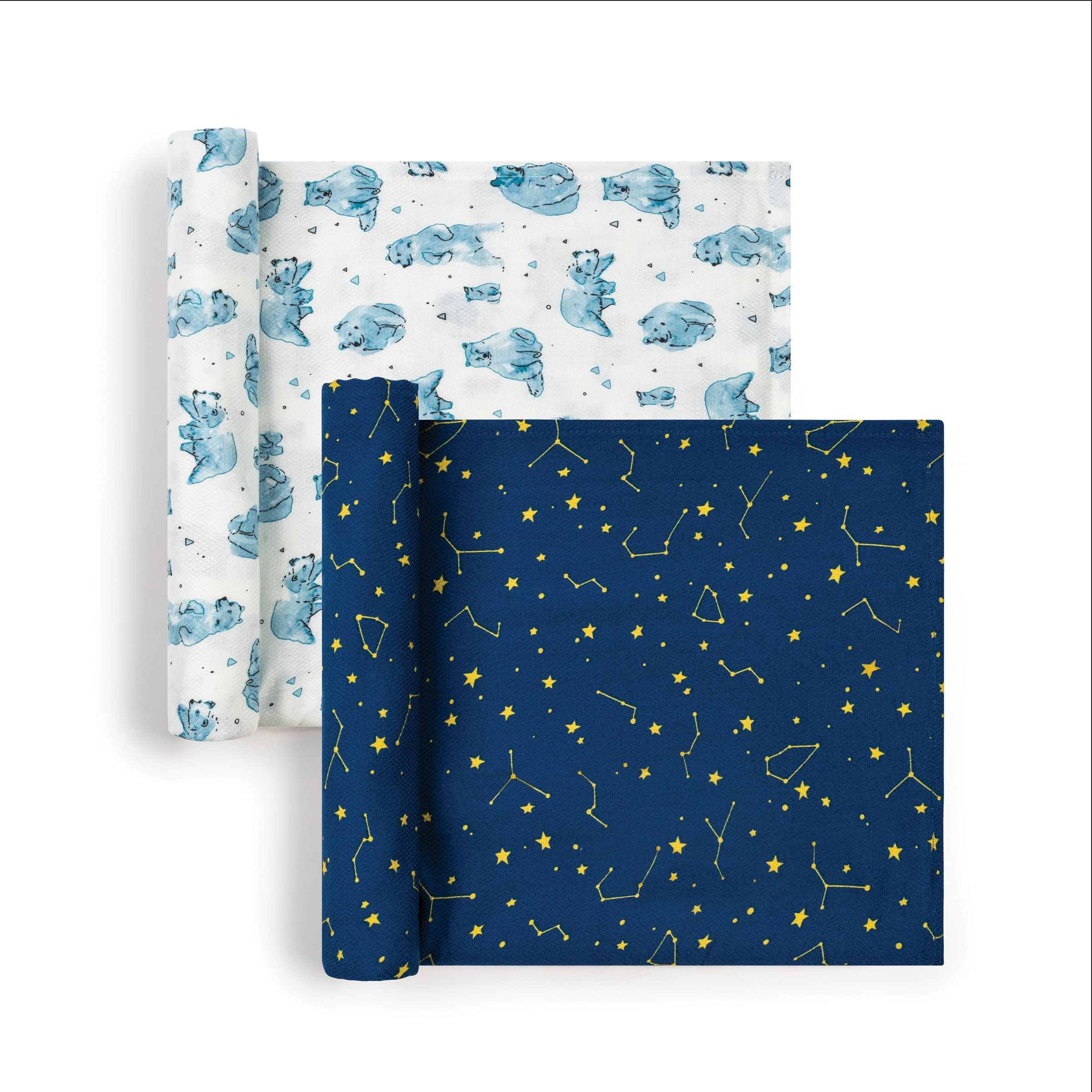 Tiny Twinkle Kaffle Swaddle Blanket 2-Pack - Soft and Silky Baby Blanket to Wrap and Swaddle Newborns, Sized 47 x 47