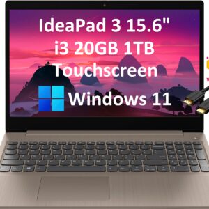 Lenovo IdeaPad 3 15.6" HD Touchscreen (Intel 11th Gen Core i3-1115G4, 20GB RAM, 1TB PCIe SSD, UHD Graphics, Narrow Bezel) Home & Business Laptop, Webcam, IST HDMI Cable, Windows 11 Home in S Mode