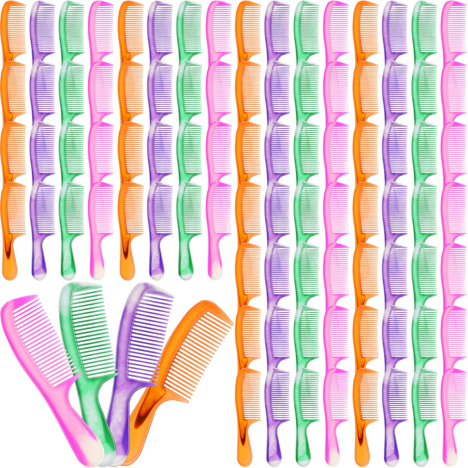 200 Pcs Individually Wrapped Hair Combs Disposable Hair Combs Set Colorful Hair Combs Bulk for Hotel Shelter Homeless Nursing Home Charity Church, 4 Styles