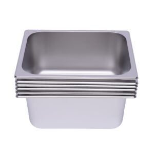 LOYALHEARTDY 6 Pack Hotel Pans 6" Deep Steam Table Pan 1/2 Half Size 13" L x 10.2" W Commercial Hotel Pan Stainless Steel Catering Food Pan