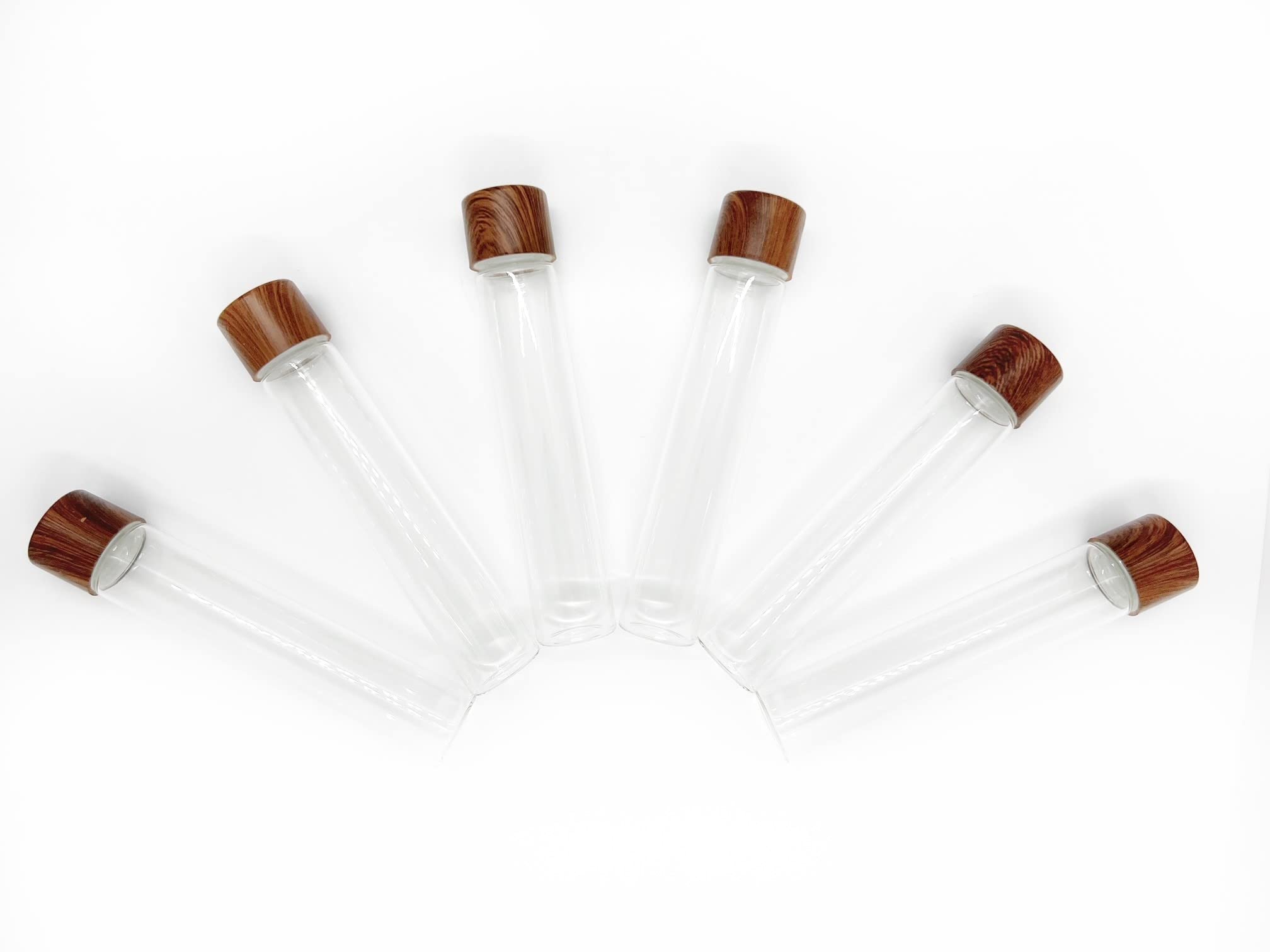 Glass Preroll Vials with Child Resistant Cap - 120mm Glass Tube (6, Mahogony)