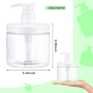 4 Pieces Pump Bottles Plastic Pump Bottle Dispenser 500 ml Shampoo and Conditioner Dispenser Shampoo Bottles Refillable Empty Lotion Dispenser with Pump for Travel Shower Essential Oil Soap (Clear)