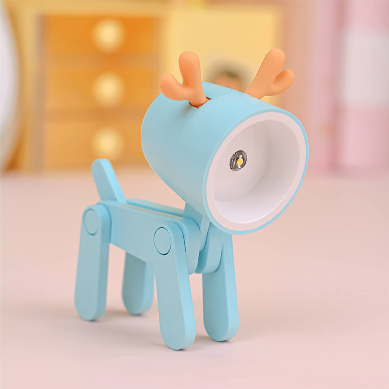 RENXR Mini Night Light for Kids, Creative Dog Deer LED Light Portable Cute Animal Lamps for Girl Boy Kids Bedroom Nursery Blue