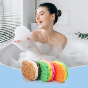 3 Pcs Bath Sponge for Women/Men, ＴＩＺＹＦＦ Exfoliating Body Sponges Bath Sponges, 3 Colors Pouf Foam Loofahs Sponge to Spa Reusable