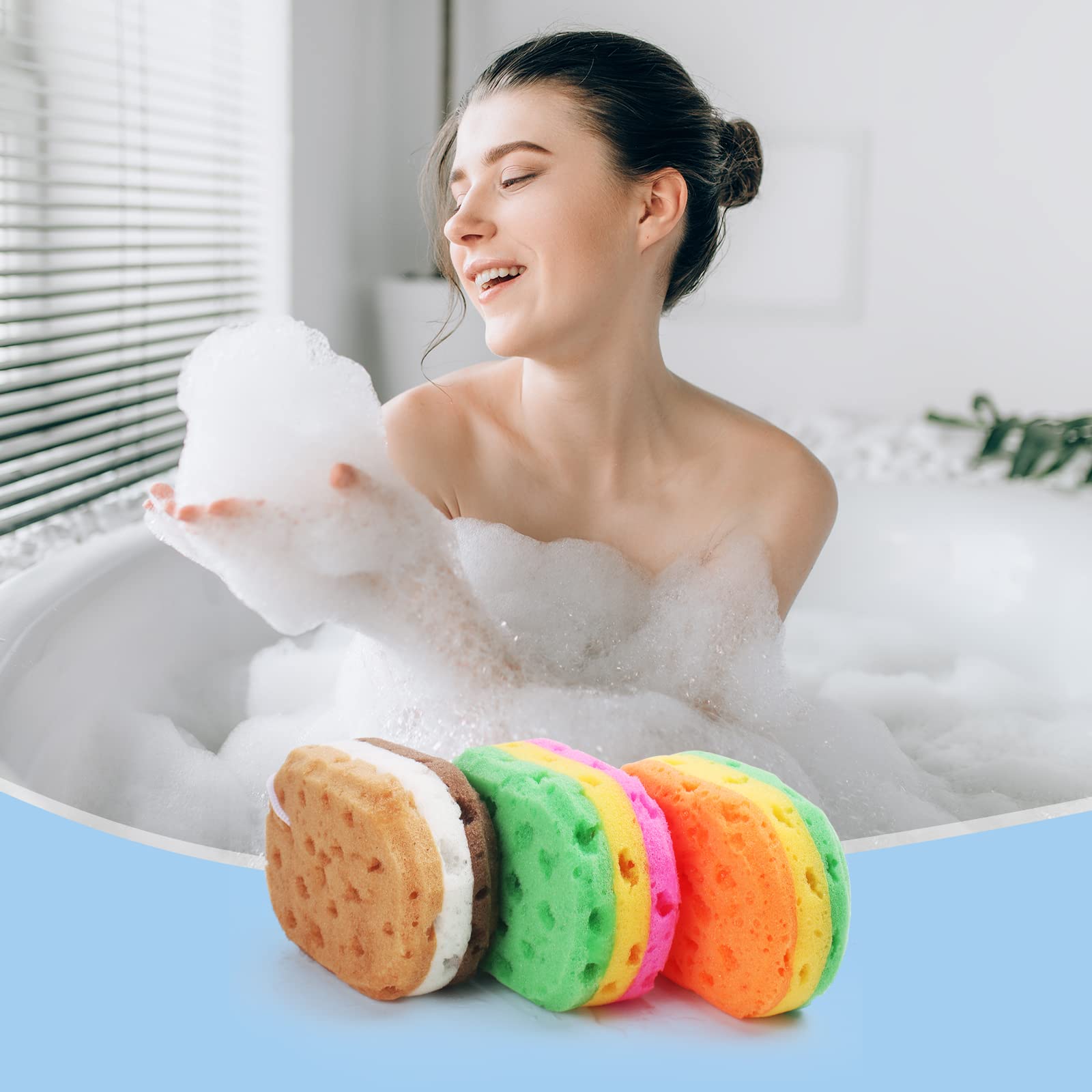 3 Pcs Bath Sponge for Women/Men, ＴＩＺＹＦＦ Exfoliating Body Sponges Bath Sponges, 3 Colors Pouf Foam Loofahs Sponge to Spa Reusable