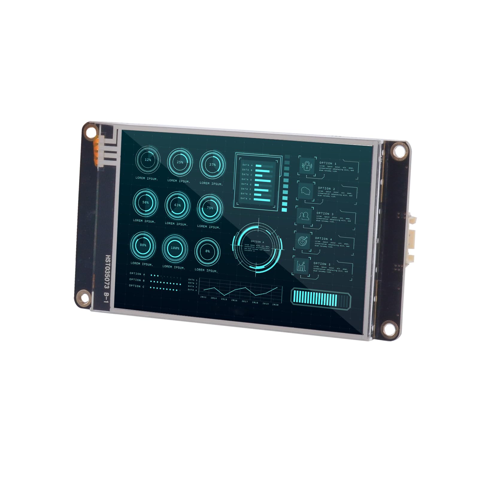 Nextion 3.5″ Enhanced HMI Display Module NX4832K035 Resistive LCD-TFT Touch Screen 480 * 320, Nextion Display with RTC Function and 8 Digital GPIOs, Suitable for 3D Printers, Vehicle HMI, etc.