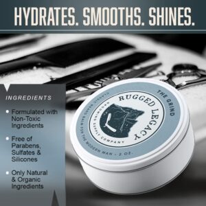 Rugged Legacy - Beard Balm, The Grind 2oz Beard Balm for Men, Scented Beard Balm with Notes of Coffee & Fresh Bergamot, Beard Balm Made with Natural Oils that Enrich Your Entire Beard - Roots To End