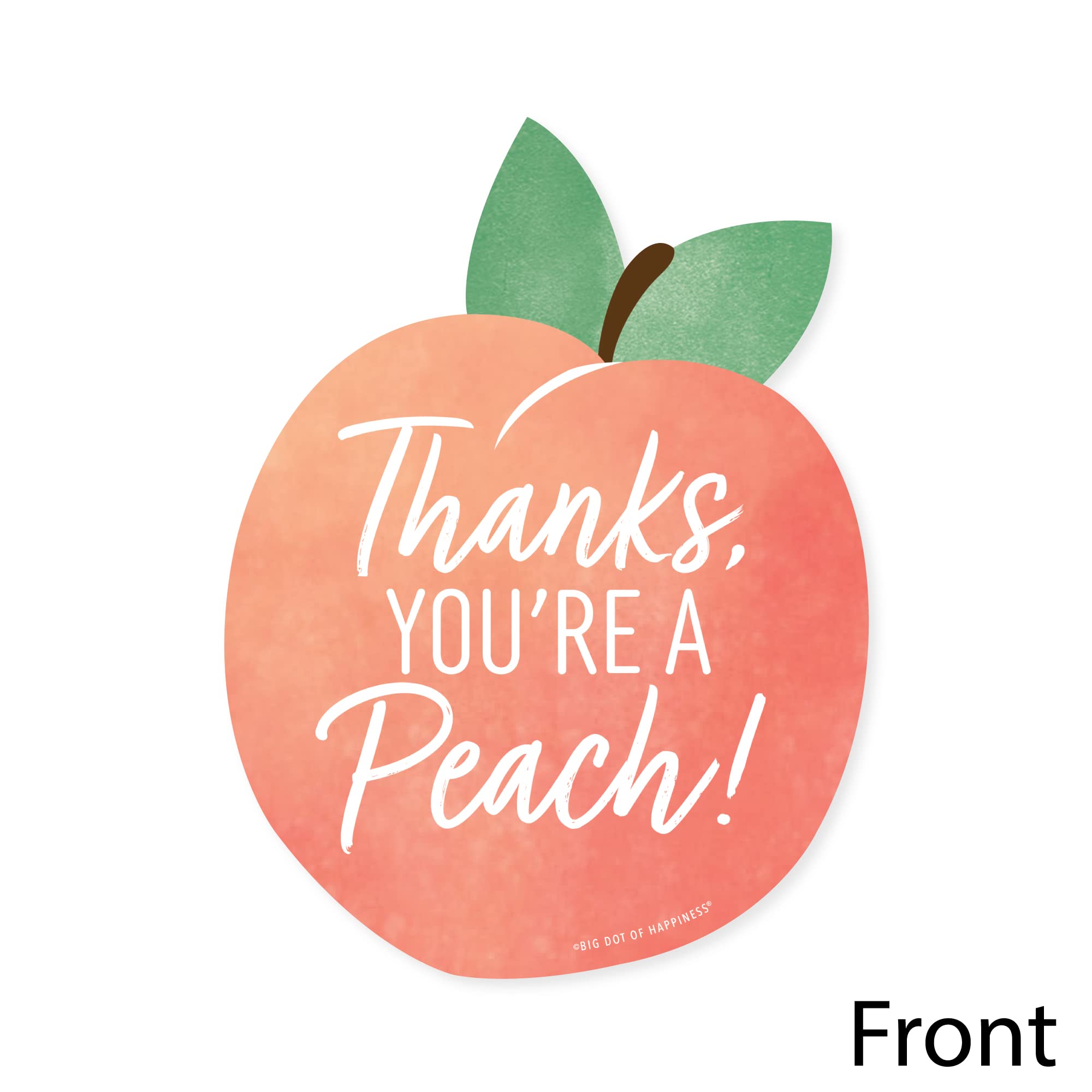 Big Dot of Happiness Sweet as a Peach - Shaped Thank You Cards - Fruit Themed Baby Shower or Birthday Party Thank You Note Cards with Envelopes - Set of 12