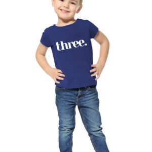 Wild and Happy 3 Year Old Birthday Party T-Shirt Toddler Boy Number Three 3rd Bday Shirt Outfit (US, Age, 3 Years) Blue