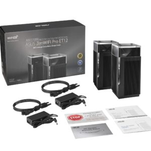 ASUS ZenWiFi Pro AXE11000 Tri-Band WiFi 6E Mesh System (ET12 2PK) - Whole Home Coverage up to 6000 Sq.Ft & 6+ Rooms (Renewed)