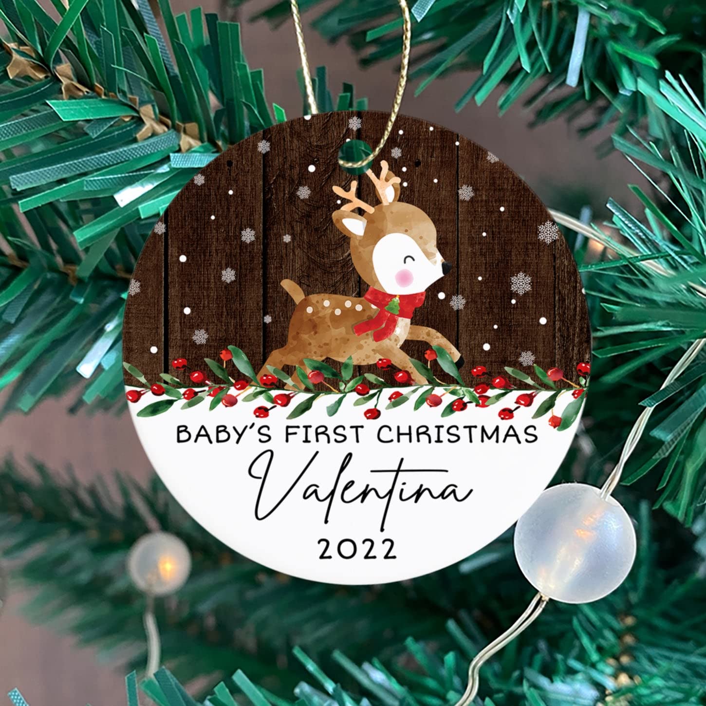 Ornaments Baby's First Christmas 2024, Personalized Deer Baby 1st Christmas Ornaments Gift for New Dad New Mom Newborn, Custom Name Deer Baby Boy Baby Girl Xmas Ornament, Deer Baby Ornament for Kids