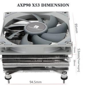 Thermalright AXP90-X53 Low Profile CPU Air Cooler, 53mm Height, TL-9015 Slim PWM CPU Fan, AGHP 3.0 Technology, ITX Heatsink Cooler, for AMD:AM4 AM5/Intel 1150/1151/1155/1156/1200/1700