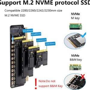 GELRHONR M.2 NVME to PCIe 4.0x4 Adapter Card for 1U Case,Supports M Key 2280,2260,2242,2230 M.2 Solid State Drives(Do not Support NGFF)