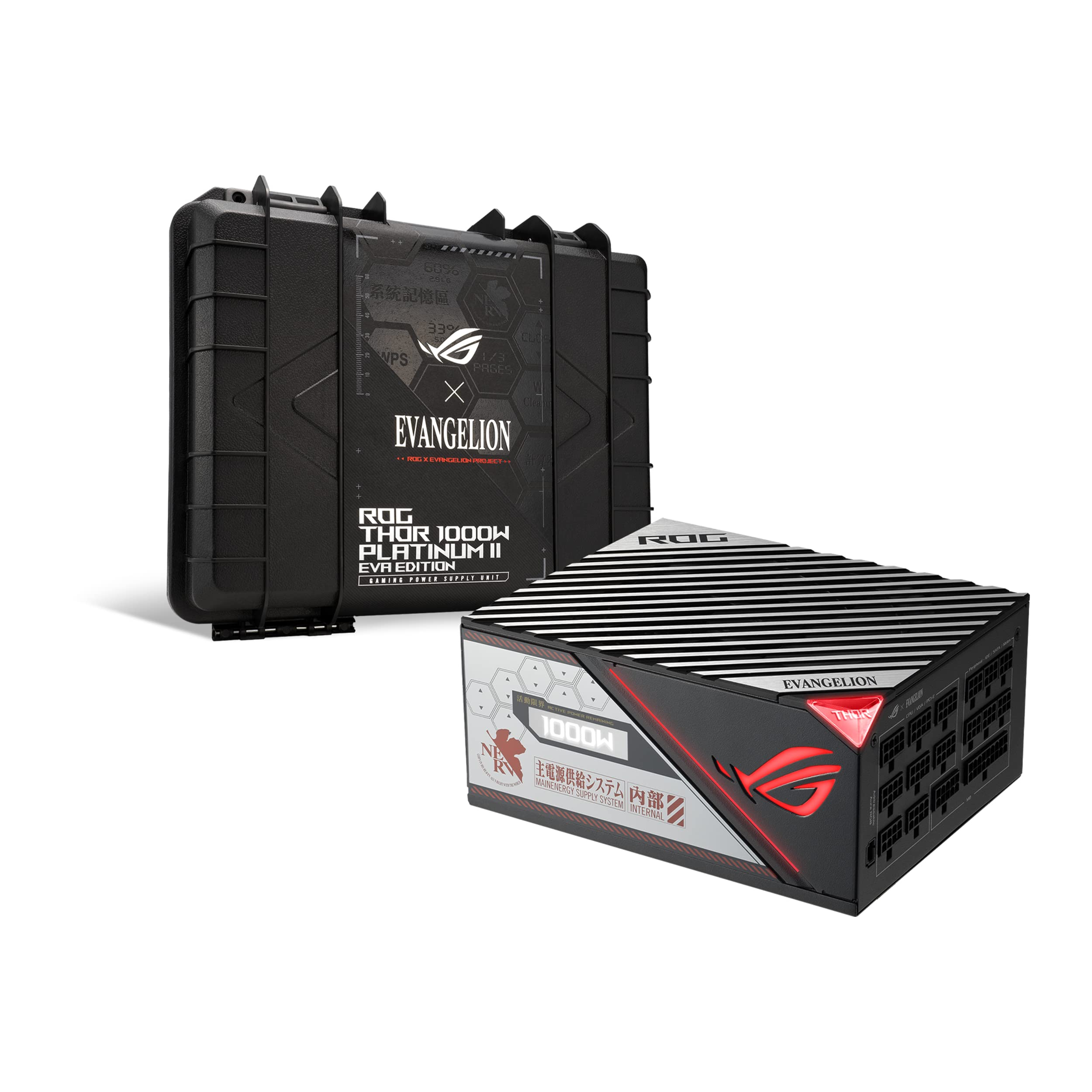 ROG Thor 1000W Platinum II EVA Edition (1000Watt, FullyModular Power Supply, 80+Platinum,Lambda A++Certified,ROG heatsinks,135mm PWM fan, 0dB Mode,OLED Panel,Sleeved Cables,AuraSync, 10 Year Warranty)