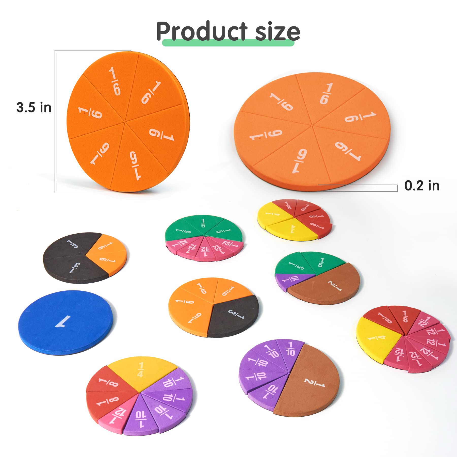 stochastic box Magnetic Fraction Tiles Circles 51 pcs Fraction Bars Set, Rainbow Math Manipulatives for Preschool Elementary School Classroom Educational Kit