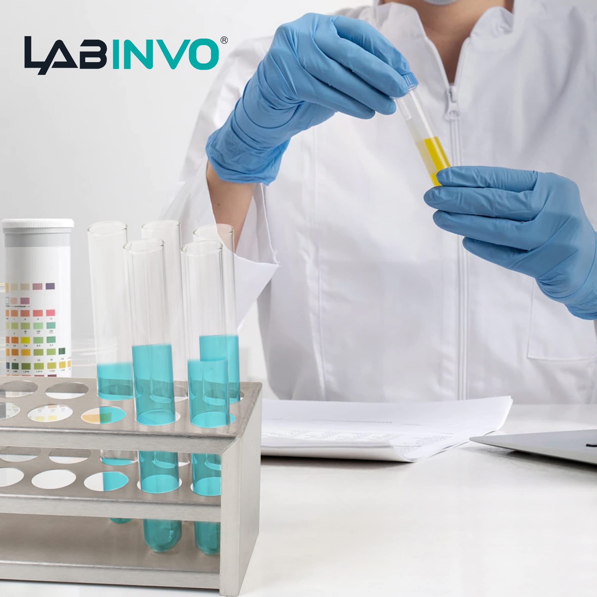 LABINVO 40Holes(4×10) Tube Rack, Suitable for Tubes of Dia.≤21mm,Stainless Steel Test Tube Holder,IN-TTRS40