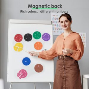 stochastic box Magnetic Fraction Tiles Circles 51 pcs Fraction Bars Set, Rainbow Math Manipulatives for Preschool Elementary School Classroom Educational Kit