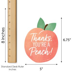 Big Dot of Happiness Sweet as a Peach - Shaped Thank You Cards - Fruit Themed Baby Shower or Birthday Party Thank You Note Cards with Envelopes - Set of 12